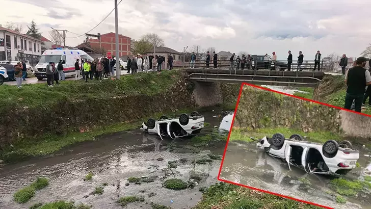 Bursa’da Dere Yatağına Yuvarlanan Otomobilde 3 Kişi Yaralandı