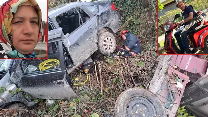 Otomobille Çarpışan 3 Tekerlekli Motosikletteki Çift Hayatını Kaybetti