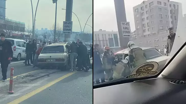 Ankara Çankaya’da Otomobil Direğe Çarptı: Sürücü Yaralandı