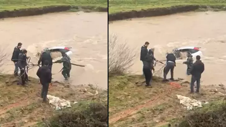 Bolu’da otomobil dereye uçtu: sürücü yara almadı