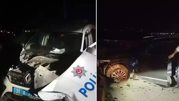 Hatay’da Cip Polis Aracına Çarptı: 2 Polis Yaralandı