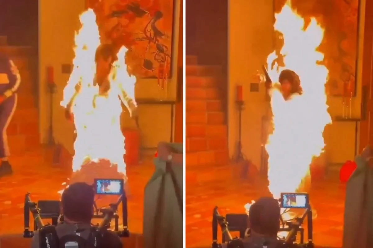 Katy Perry Klip Çekiminde Alevler İçinde Kaldı