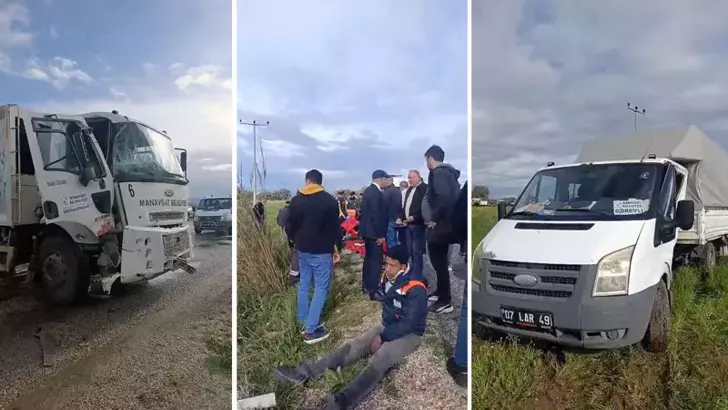 MANAVGAT'TA BELEDİYE ARAÇLARI ÇARPIŞTI: 7 İŞÇİ YARALANDI!