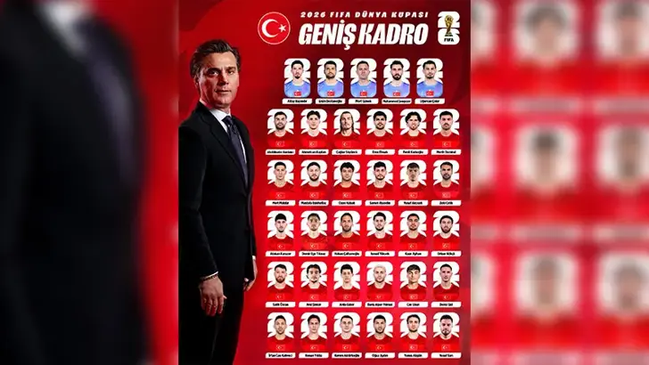 A Milli Futbol Takımı’nın 2026 FIFA Dünya Kupası Geniş Kadrosu Açıklandı