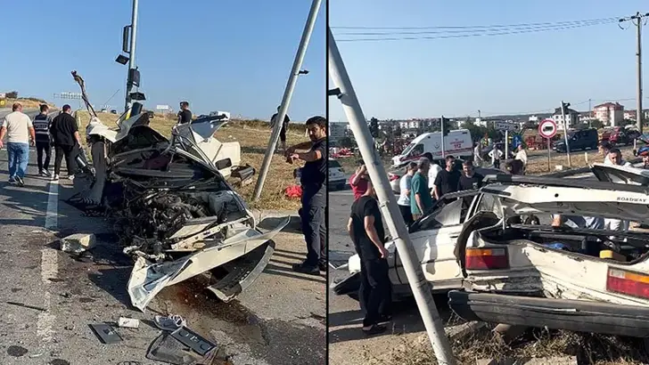 Tekirdağ'da İnanılmaz Kaza: İkiye Bölünen Otomobilden Sağ Çıktı