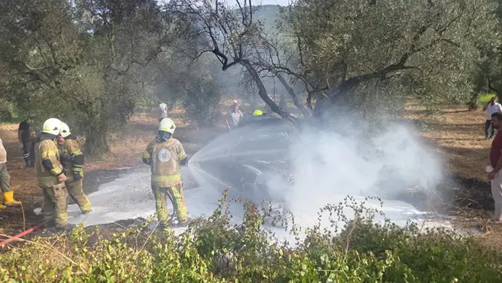 Bursa’da Feci Kaza: Zeytin Ağacına Çarparak Alev Alan Otomobilde 1 Ölü, 1'i Çocuk 5 Yaralı