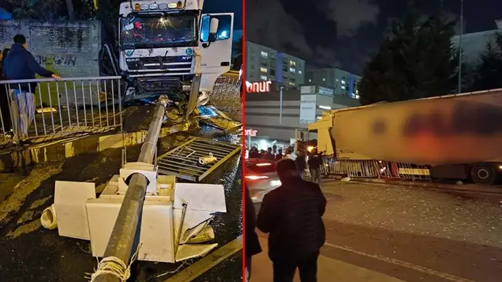 Arnavutköy'de Korkutan Kaza: Kontrolden Çıkan TIR Otobüs Durağına Daldı